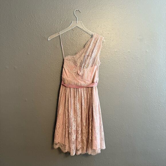 Anthropology Van Et Vien for BHLDN Lace One Shoulder Dress Size 6 - Picture 6 of 8